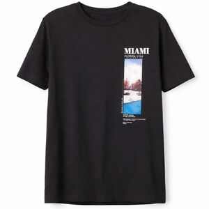 Denim & Flower Black Miami Graphic Tee